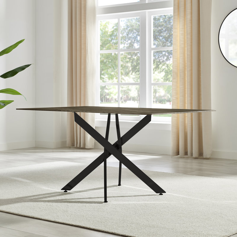 Atkisson Rectangular 150cm L x 90cm W Dining Table, Black, Grey