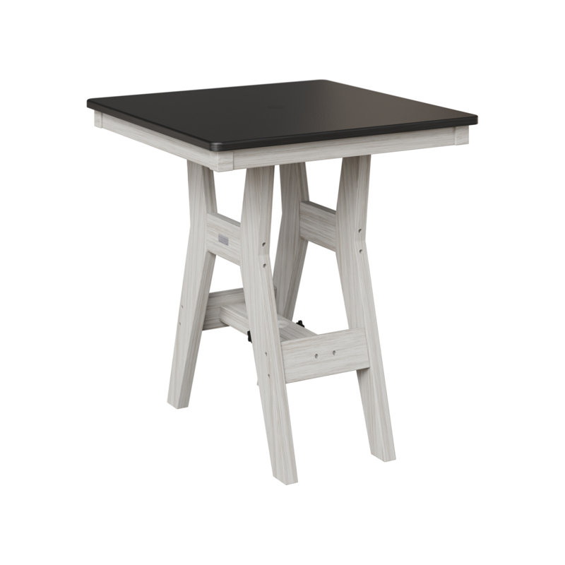 Table de bar carrée 28 po Berlin Gardens Harbor, H 38,87 po x l 28 po x P 28 po, Noir martelé, Coquillage
