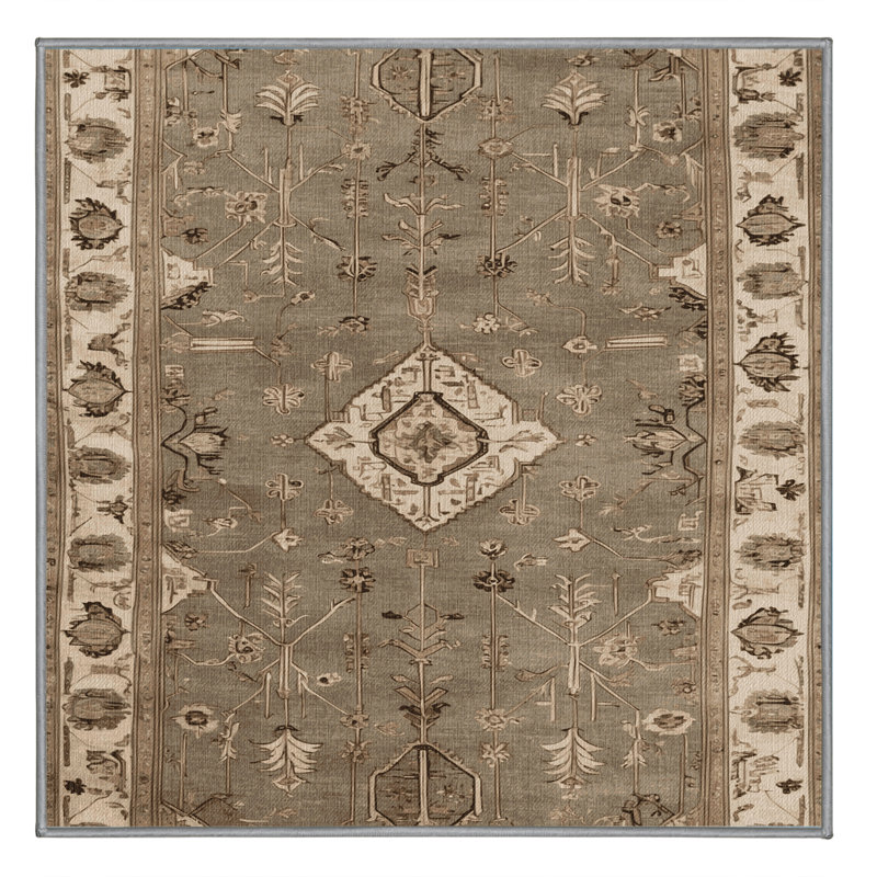 Tapis persan gris lavable à la machine, Carré 3 pi