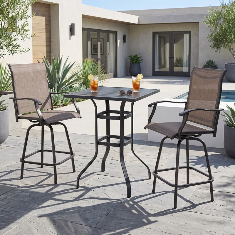 Wicker Bar Set with Stools
