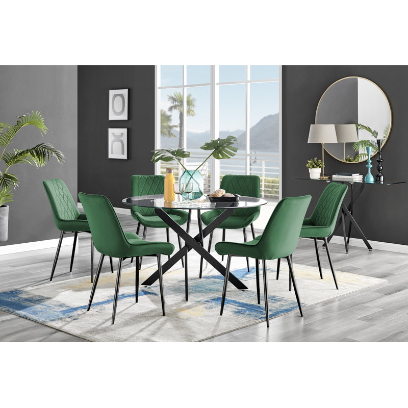 6 - Person Dining Set, Green/Black