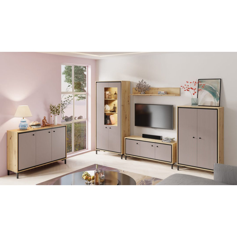 Vasilikos Display Cabinet, Natural/Pink