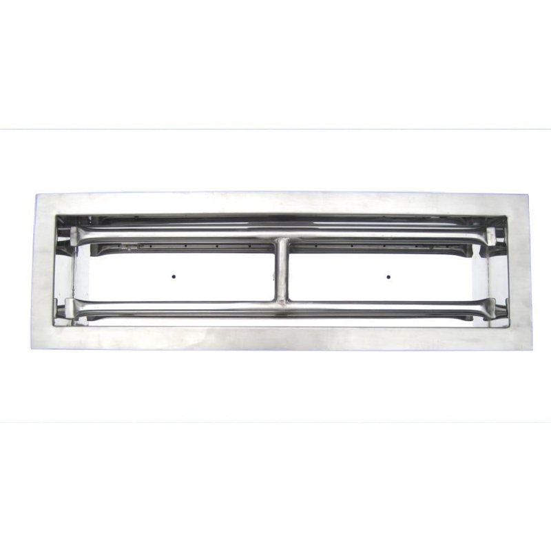Dreffco Heavy-Duty Stainless Steel Rectangular Drop-in Style Fire Pit Pan and Burner Tarves, 3" H x 38.5" W x 14.5" D