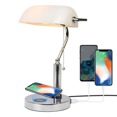 Glass Bankers Lamp