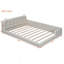 Grand lit plateforme tapissier avec 2 lampes de lecture, blanc, parfait pour les chambres modernes et confortable pour la lecture-231738145