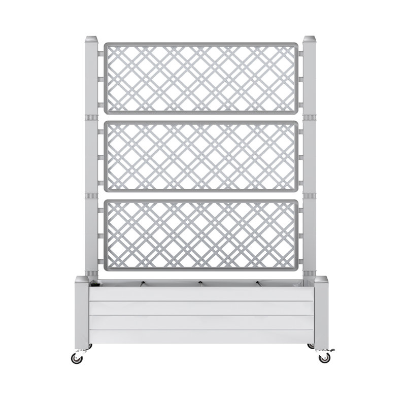 Elevated Planter with Trellis, White, 63" H x 17.7" W x 43.3" D