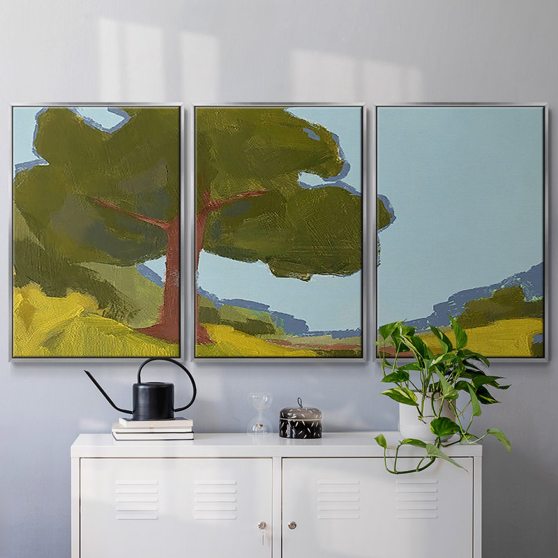 Bright Park II, reproduction sur toile 3 pièces, H 40 po x l 78 po x P 2 po, Argent