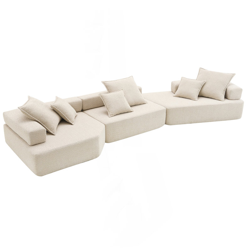 Canapé modulaire surdimensionné surdimensionné, ensemble de canapé de plancher Boucle de luxe, canapé convertible compressé, canapé spacieux rempli de mousse pour le salon, combinaison gratuite de 3 PC, 2 couleurs
