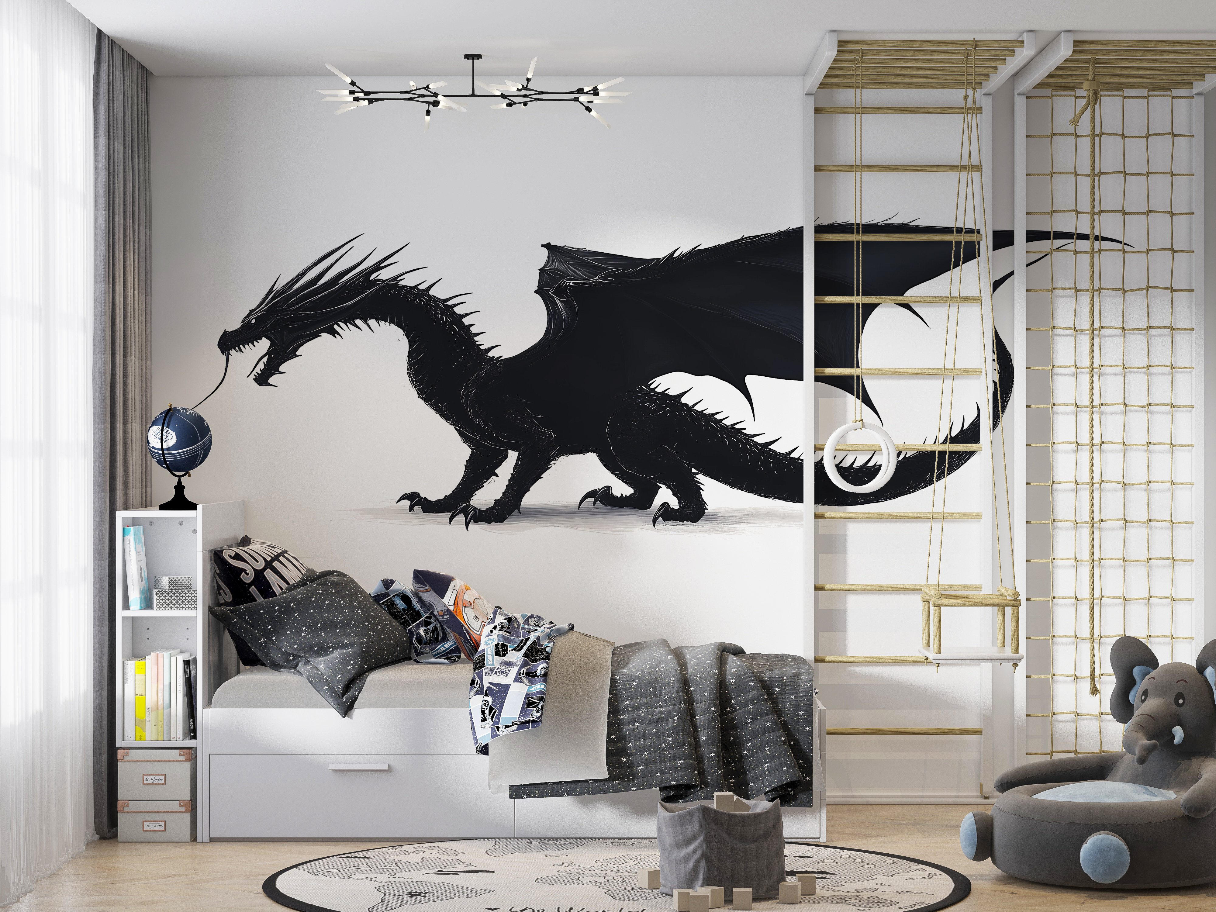 Trinx Black Dragon Wall Decal Fantasy Wall Art Dragon Wall Sticker ...