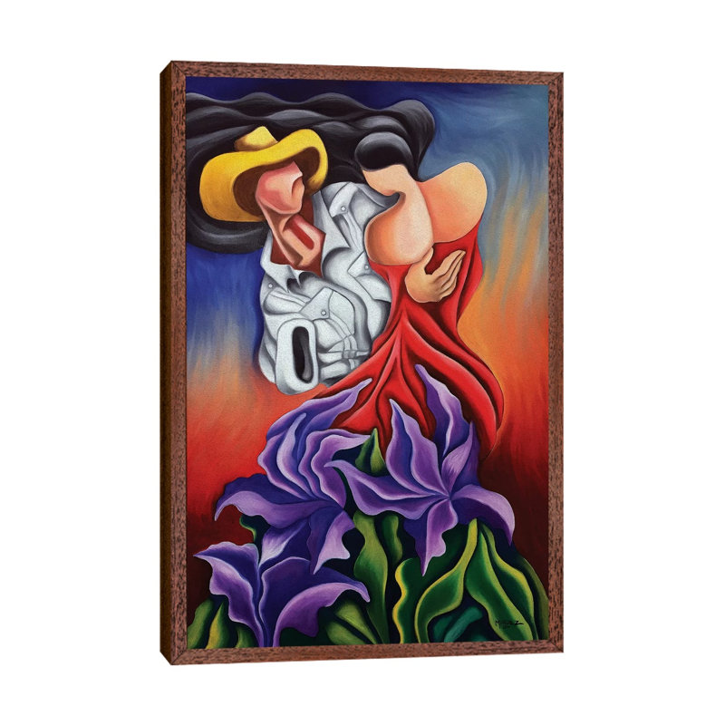 Love Dance by Dixie Miguez - Floater Frame Painting on Canvas, 66.04 cm H x 45.72 cm W, Brown Framed