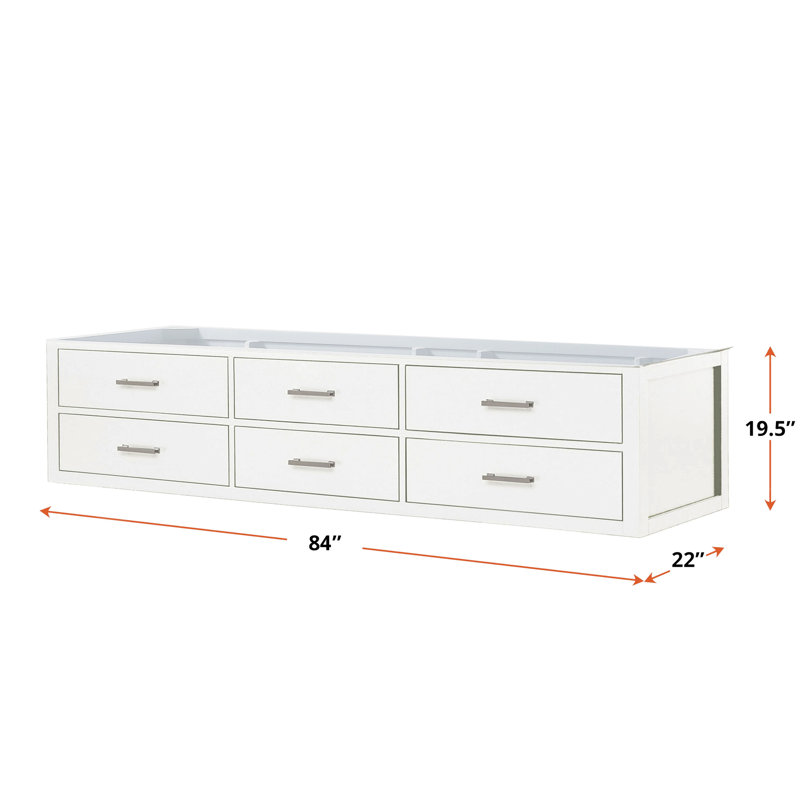 Double Bath Vanity 84 In. W X 22 In. D, Brushed Nickel, White