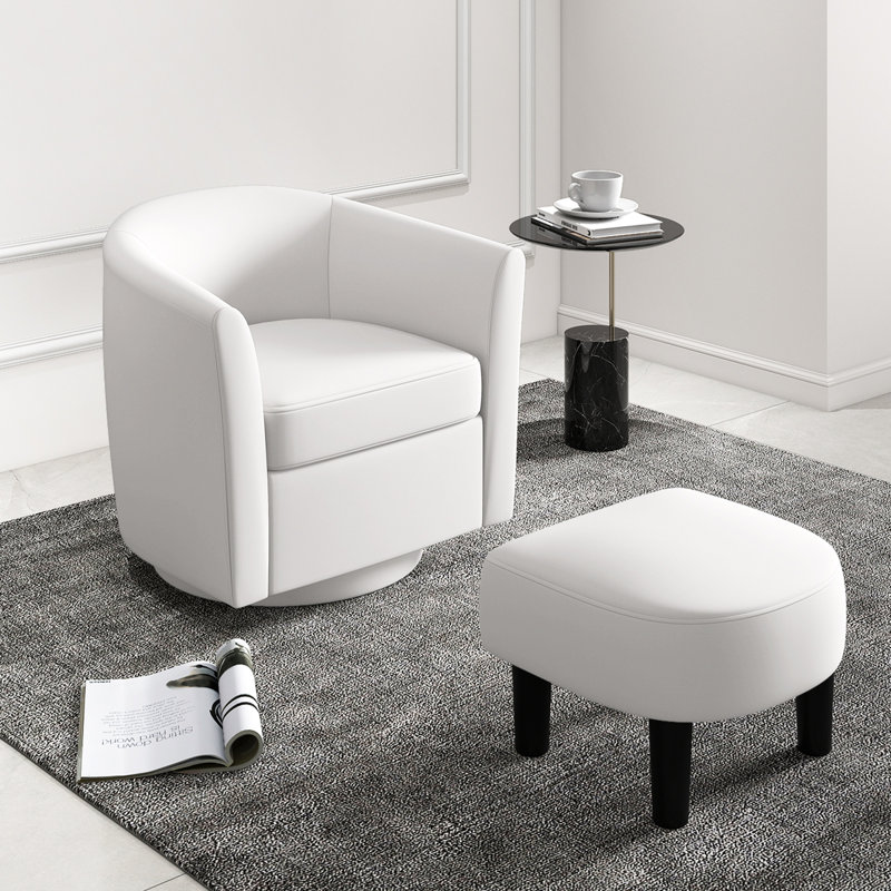 Fauteuil d'appoint pivotant avec repose-pieds, fauteuil club moderne en tonneau, canapé simple pivotant avec repose-pieds