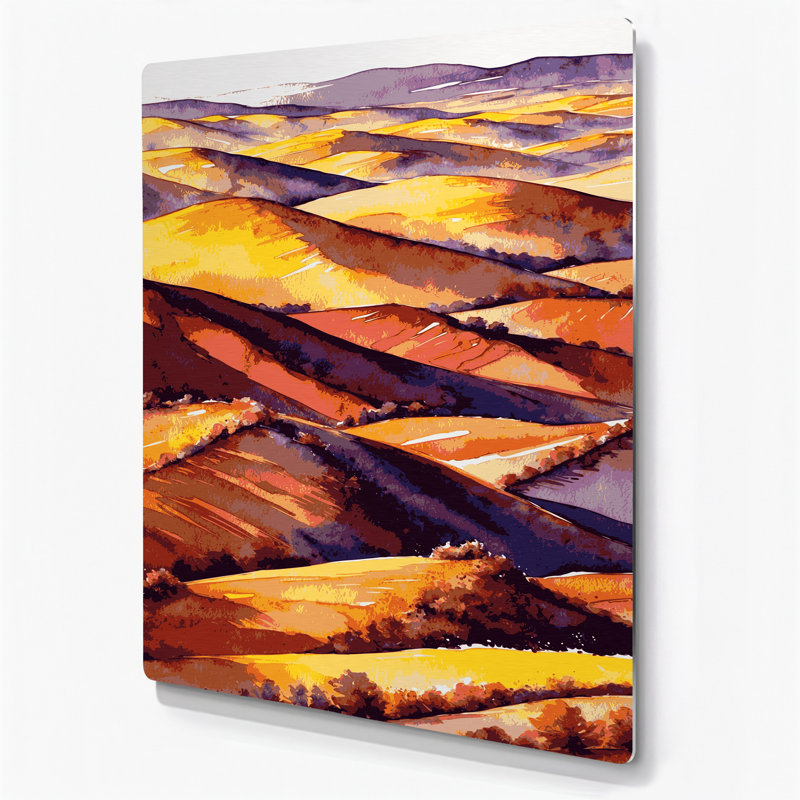 Aquarelle, paysage, 42, art mural en métal rose, 30'' H x 20'' W