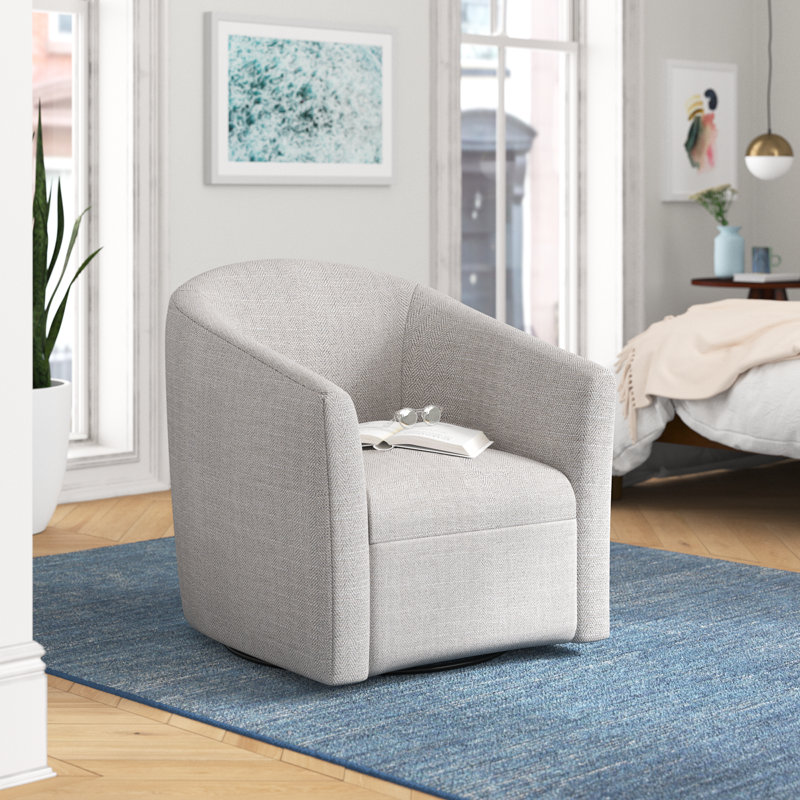Fauteuil demi-tonneau pivotant en polyester 29,75 po Zaria, Mélange de polyester beige
