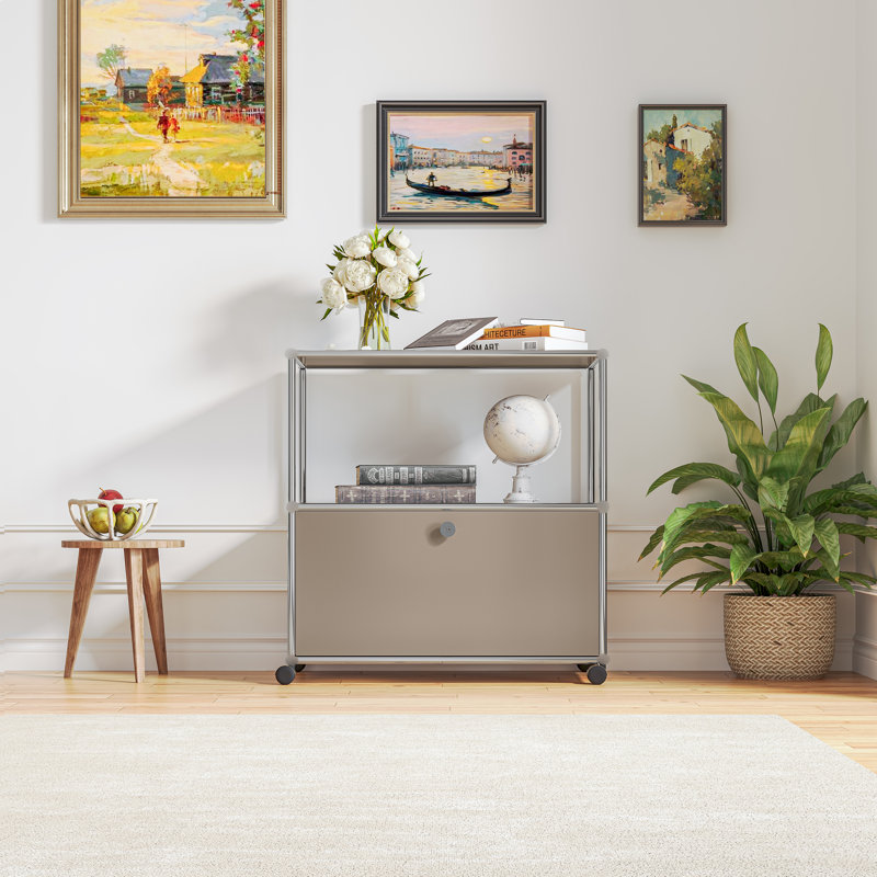 Classeur avec rangement et armoire à roulettes, Marron clair