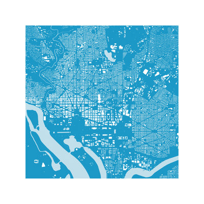 Washington D.C. Urban Map (Blue) 1 Piece Wall Art on Canvas