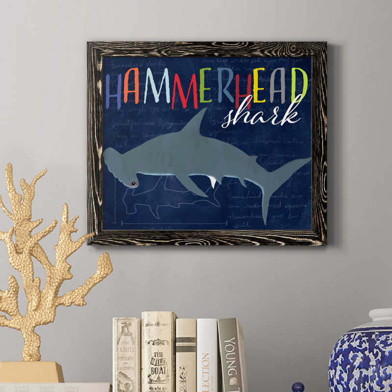" Hammerhead Shark " Painting Print, 24" H x 18" W x 1.5" D, Black