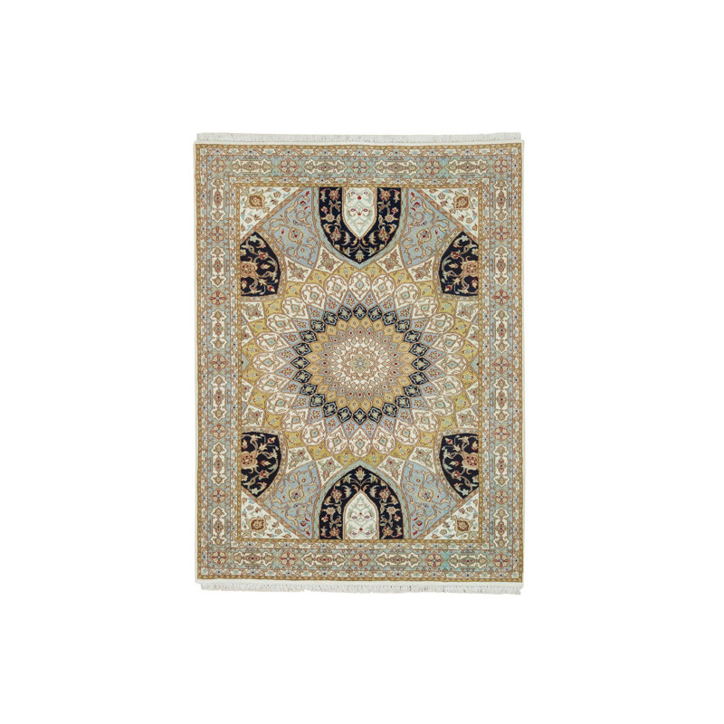 Tapis 100% laine noué à la main ivoire 4 pi x 6 pi 1 po Nain 250 KPSI BE19210387314A55915A5314281FF915