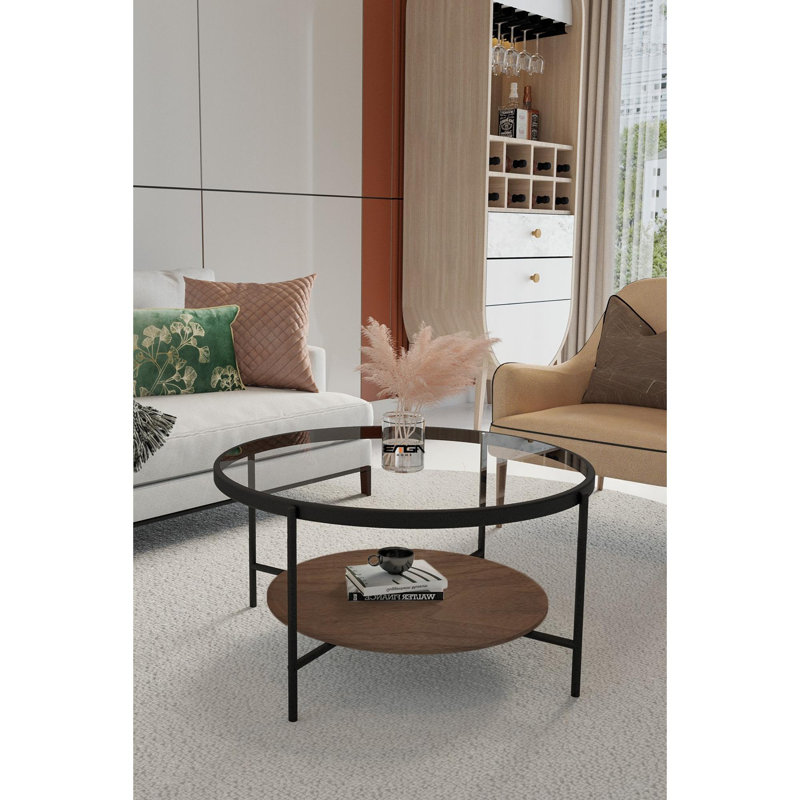 Table basse, Transparent, Noyer / noir