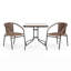 Table carrée en verre et métal de 28 po avec bordure en rotin et 2 chaises empilables en rotin Amlie-1535010306