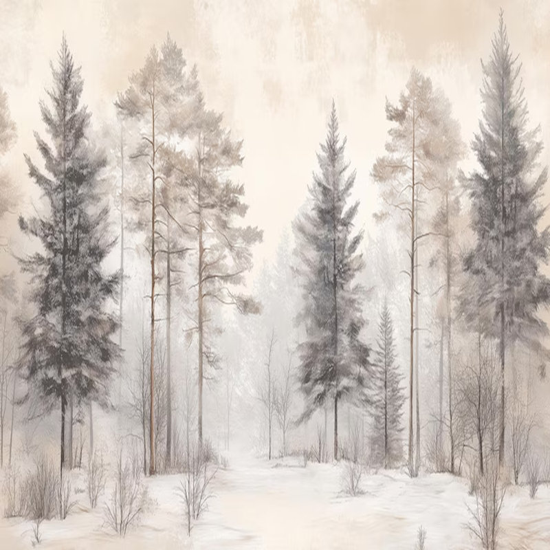 Winter Mist Pine Landscape, 96" L x 108" W