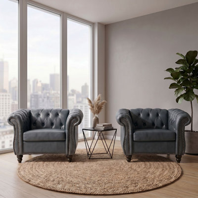 Ensemble de 2 chaises capitonnées Chesterfield