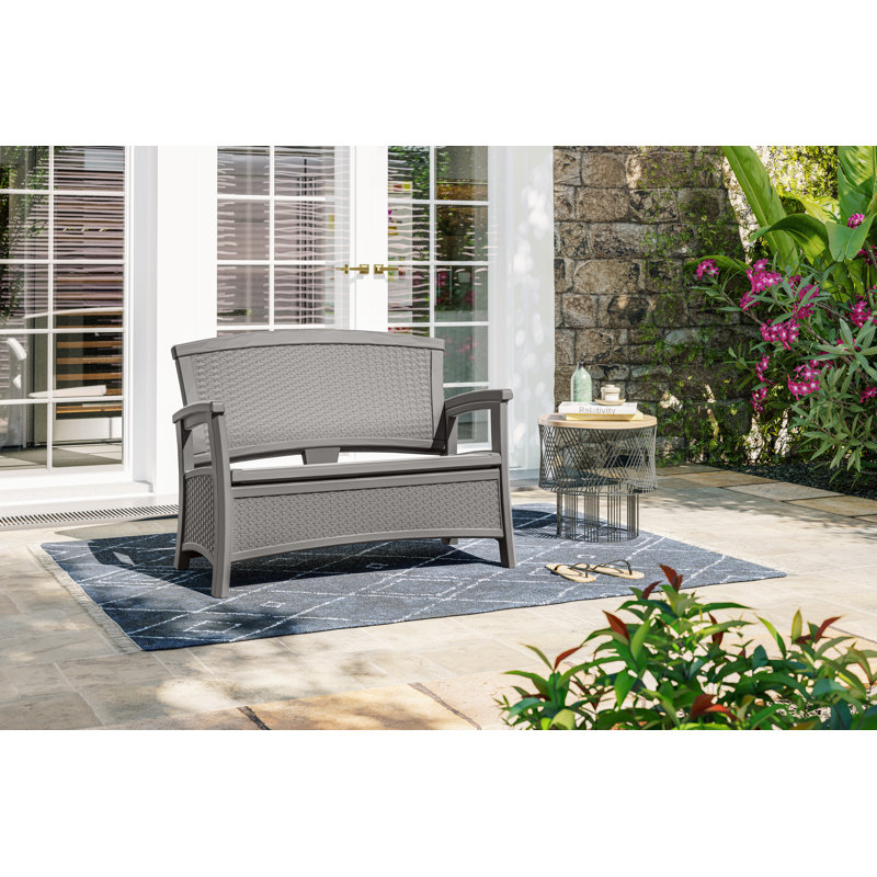 Suncast 47 in. W x 29.5 in. D Resin Loveseat with Storage Compartment, Made in the USA, Dove Gray