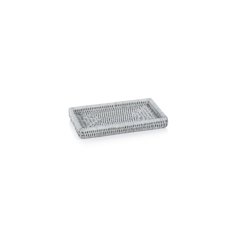 Plateau en rami / rayure de solihiya Bay Isle Home ™ Dominga, H 1,5 po x l 15 po x P 21 po, Blanc mat