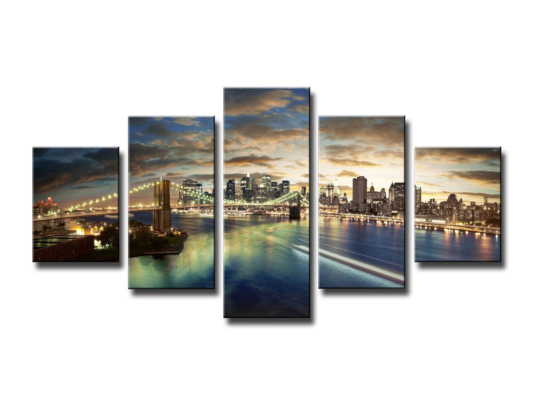 5-tlg. Leinwandbilder-Set New York Skyline