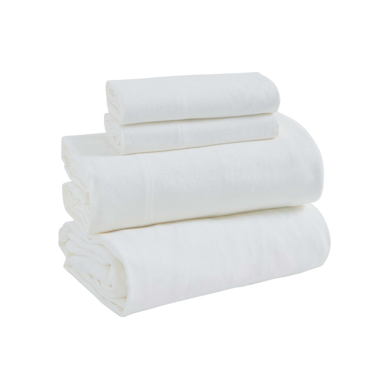 Ensemble de draps 100% flanelle Rome, Ensemble de draps pour très grand lit avec 2 taie, Ivoire ivoire