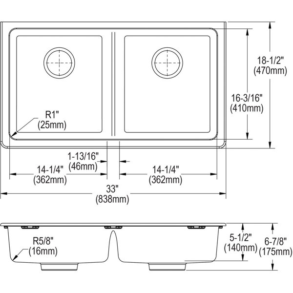 Elkay Quartz Classic 33 inch Undermount Sink, Mocha ELGUAD3319PDMC0