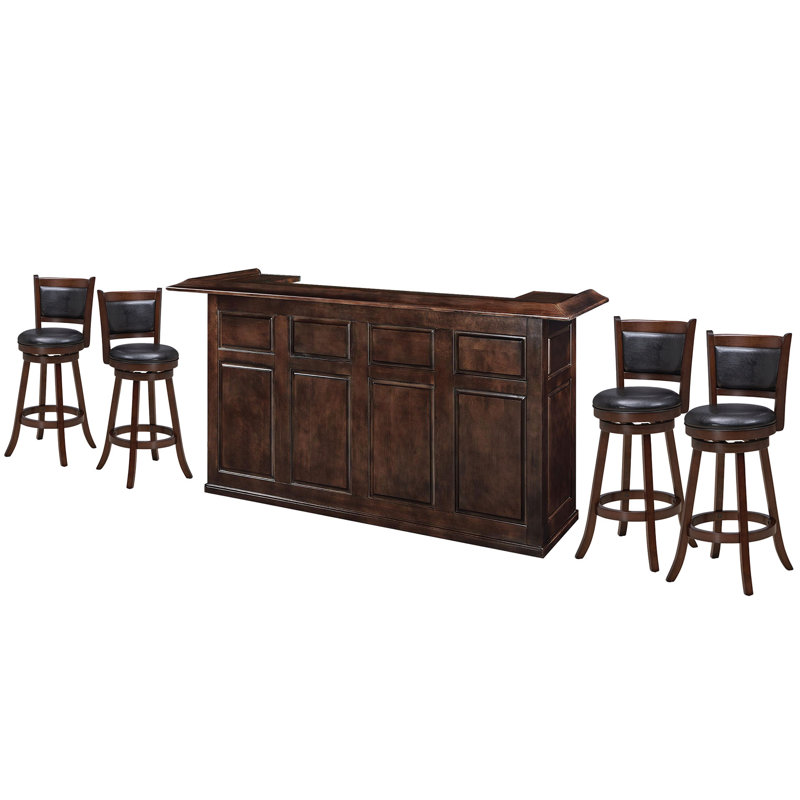 Ensemble de bar 84 po avec quatre tabourets By RAM Game Room, Cappuccino