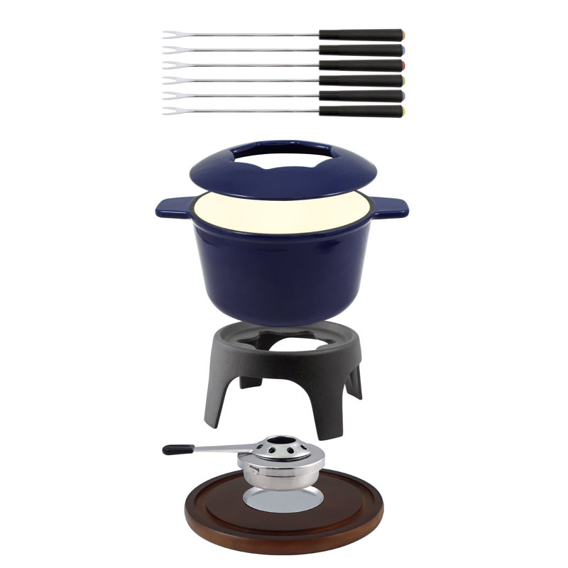 Sierra 11 Piece Cast Iron Fondue Set, Deep Blue