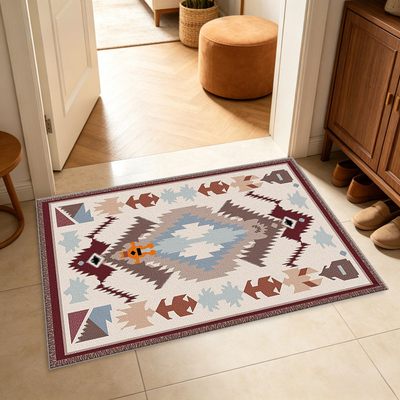 Southwest Tribal Terracotta carpet-easy to clean, machine-washable, soft and comfortable; suitable for door mats, kitchens, living rooms, bedrooms, corridors, and laundry areas. Easy to clean, durable carpet for home decoration.