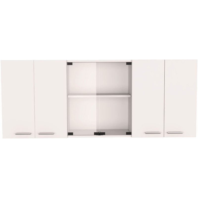 2 cuisines - blanc et chêne, îlot avec étagère de rangement et armoire murale, option pratique en chêne