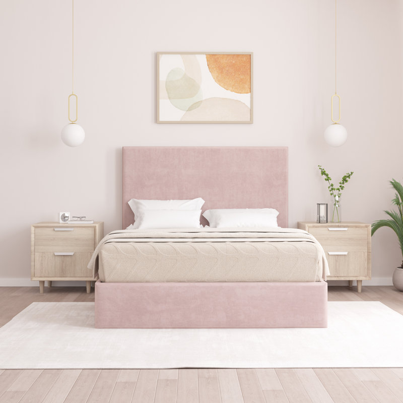 Bibian Upholstered Ottoman Storage Bed, Double (4'6), Pink