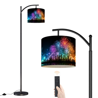  Arc Floor Lamp City celebration Tall Modern Standing Lamp LED Adjustable Linen Lampshade 3 Colour Temperatures