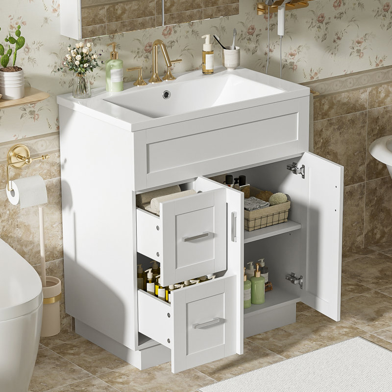 Meuble-lavabo 2 tiroirs 30 po à 2 tiroirs avec plateau en céramique