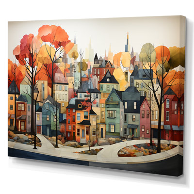 «Autumn vintage orange village», art mural New York