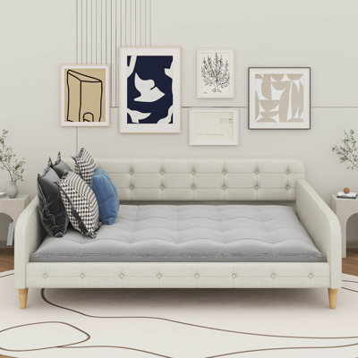 Queen Size Upholstered Daybed With 4 Support Legs