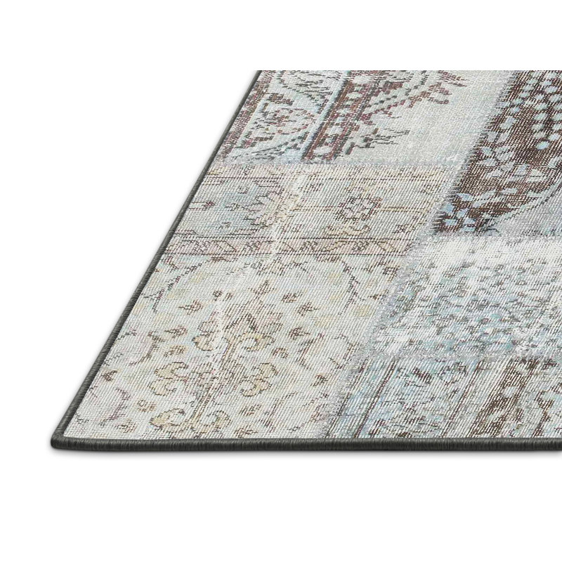 Tapis gris/bleu zone contemporaine, Rectangle 4 pi x 6 pi