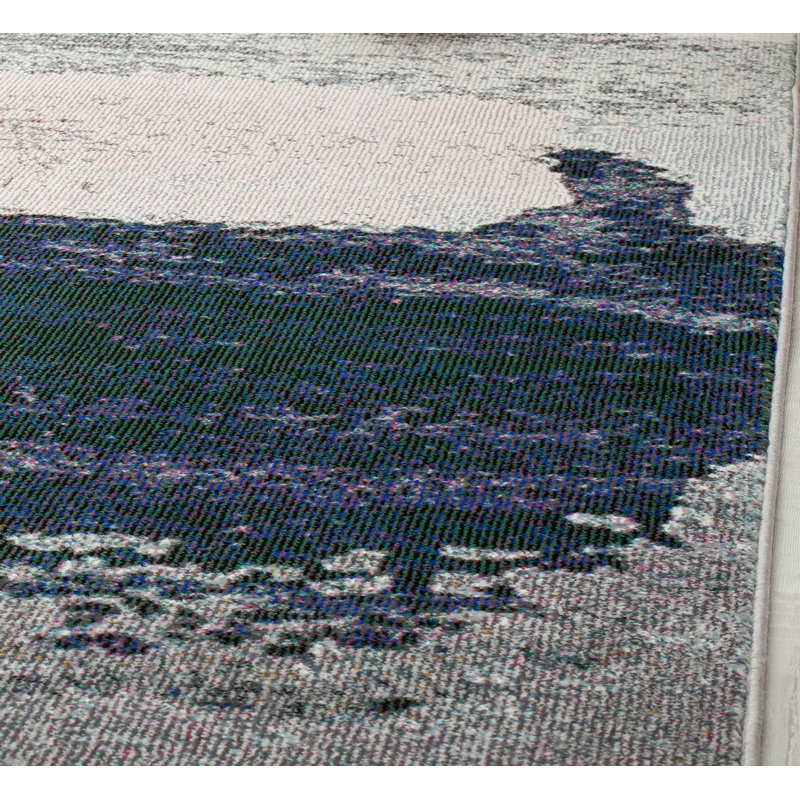 Tapis argenté contemporain Claudeen, Rectangle 2 pi 6 po x 4 pi