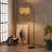 Wave Pendant 81 in. Arched LED Floor Lamp with Wicker Rattan Shade, Boho Style, Bulb Included