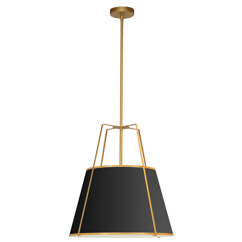 Luminaire suspendu 1 lumière trapézoïdale, Or, Noir