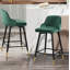 Tabouret de bar et de comptoir pivotant rembourré de 26 po / 29 po avec structure en métal solide et dossier en velours-12072497-28795499
