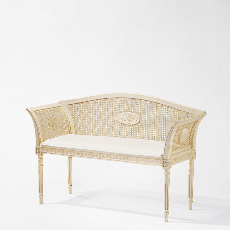 HEREDIA Cane Bench, Antique White