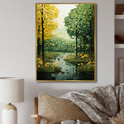 " Green Yellow Trees Verdant Canopy Patchwork "