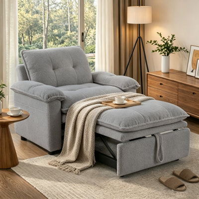 Buckley 47.2"W Upholstered 3-In-1 Pull-Out Convertible Sleeper Accent Chair Bed