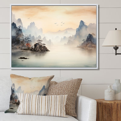 «Grey Tranquil Chinese Landscape Serenity II - China», art mural