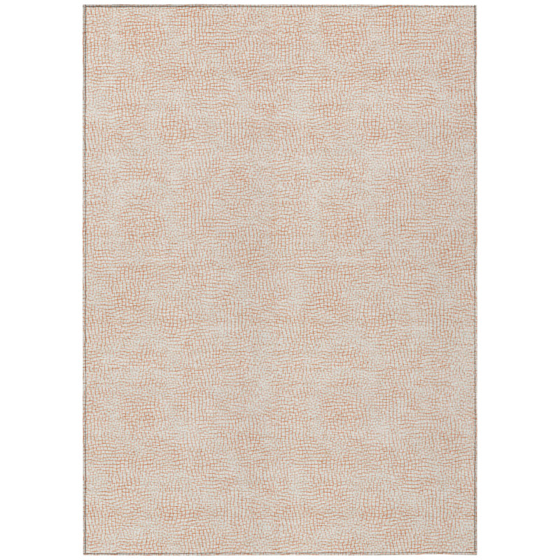 3' X 5' Peach And Beige Geometric Washable Indoor Outdoor Area Rug